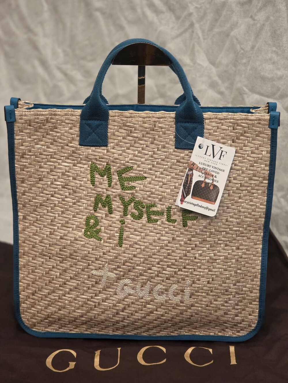 Gucci 2020 Raffia Tote Produced ONE Season like new Condition